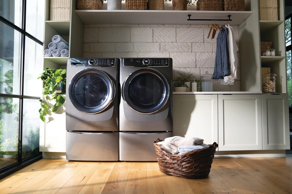 Washer and dryer setup in modern laundry room